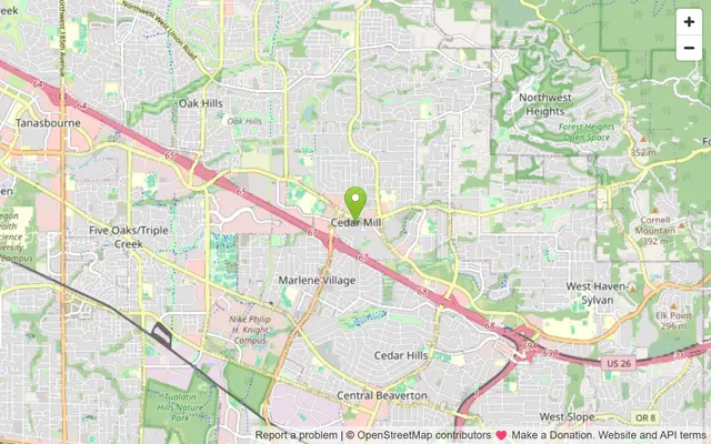 Map of Cedar Mill, Oregon