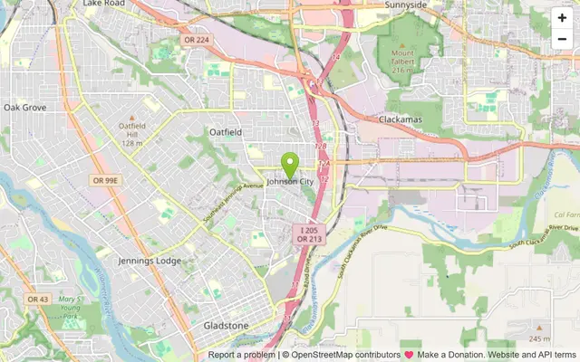 Map of Johnson City, Oregon