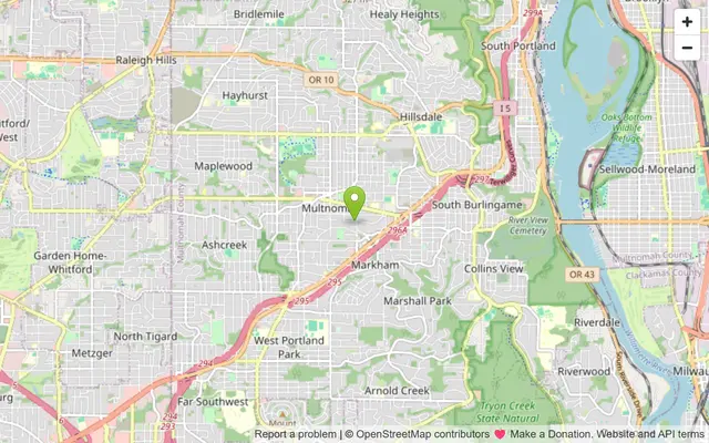 Map of SW Portland / Multnomah Village, Oregon